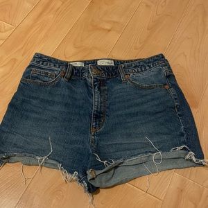 Distressed jean shorts